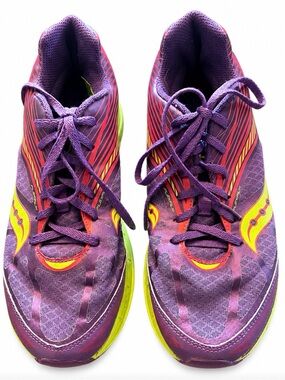 Saucony Kinvara 4 Purple and Yellow Athletic Running Shoes - Rare colourway